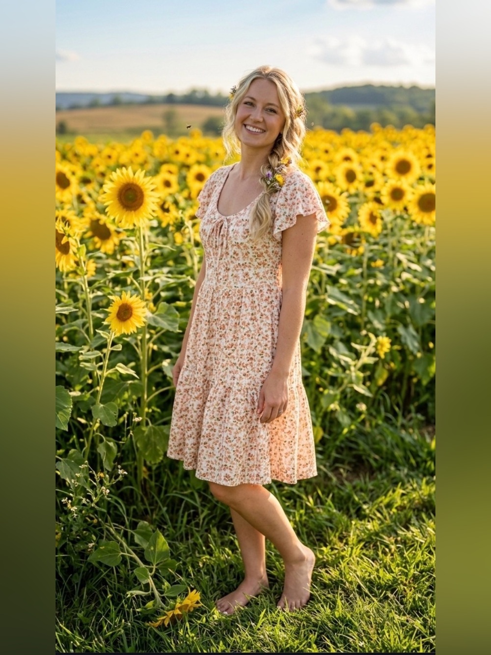 Jessica Simpson Floral Dress Cottagecore Y2K Peasant Size Large New!